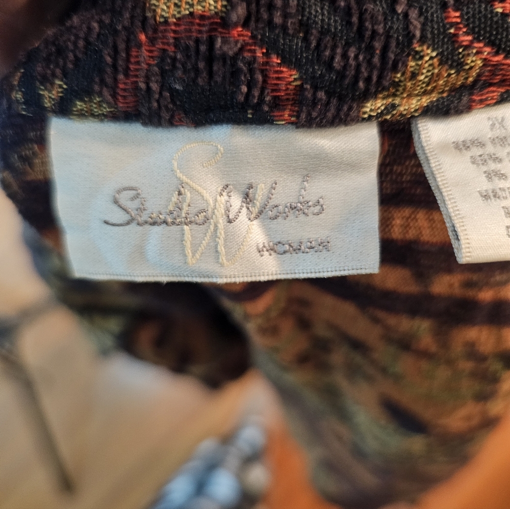 VTG Studio Works Woman Multicolor Patterned Jacket Size 2X - Picture 6 of 10